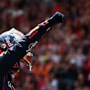 SPA, BELGIUM - JULY 26: Sprint winner Max Verstappen of the Netherlands and Oracle Red Bull Racing celebrates on arrival in parc ferme during the Sprint ahead of the F1 Grand Prix of Belgium at Circuit de Spa-Francorchamps on July 26, 2025 in Spa, Belgium. (Photo by Mark Thompson/Getty Images)
