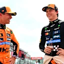 SPA, BELGIUM - JULY 26: Third placed Lando Norris of Great Britain and McLaren and Second placed Oscar Piastri of Australia and McLaren talk in parc ferme during the Sprint ahead of the F1 Grand Prix of Belgium at Circuit de Spa-Francorchamps on July 26, 2025 in Spa, Belgium. (Photo by Mark Sutton - Formula 1/Formula 1 via Getty Images)