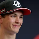 SAO PAULO, BRAZIL - NOVEMBER 08: Eighth placed qualifier Oliver Bearman of Great Britain and Haas F1 is interviewed during qualifying ahead of the F1 Grand Prix of Brazil at Autodromo Jose Carlos Pace on November 08, 2025 in Sao Paulo, Brazil. (Photo by Anni Graf - Formula 1/Formula 1 via Getty Images)