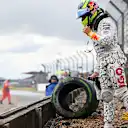 NORTHAMPTON, ENGLAND - JULY 06: Isack Hadjar of France and Visa Cash App Racing Bulls looks on after retiring from the race during the F1 Grand Prix of Great Britain at Silverstone Circuit on July 06, 2025 in Northampton, England. (Photo by Clive Mason/Getty Images)