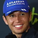 NORTHAMPTON, ENGLAND - JULY 03: Alexander Albon of Thailand and Williams in the Drivers Press Conference during previews ahead of the F1 Grand Prix of Great Britain at Silverstone Circuit on July 03, 2025 in Northampton, England. (Photo by Clive Rose/Getty Images)