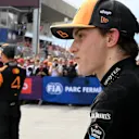 BUDAPEST, HUNGARY - AUGUST 03: Second placed Oscar Piastri of Australia and McLaren looks on in parc ferme during the F1 Grand Prix of Hungary at Hungaroring on August 03, 2025 in Budapest, Hungary. (Photo by Mark Sutton - Formula 1/Formula 1 via Getty Images)
