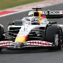 BUDAPEST, HUNGARY - AUGUST 02: Isack Hadjar of France driving the (6) Visa Cash App Racing Bulls VCARB 02 on track during qualifying ahead of the F1 Grand Prix of Hungary at Hungaroring on August 02, 2025 in Budapest, Hungary. (Photo by Clive Rose/Getty Images)