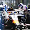 MONZA, ITALY - SEPTEMBER 07: Isack Hadjar of France driving the (6) Visa Cash App Racing Bulls VCARB 02 makes a pitstop during the F1 Grand Prix of Italy at Autodromo Nazionale Monza on September 07, 2025 in Monza, Italy. (Photo by Peter Fox/Getty Images)