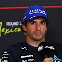 MEXICO CITY, MEXICO - OCTOBER 23: Carlos Sainz of Spain and Williams speaks in the Drivers Press Conference during previews ahead of the F1 Grand Prix of Mexico at Autodromo Hermanos Rodriguez on October 23, 2025 in Mexico City, Mexico. (Photo by Clive Rose/Getty Images)