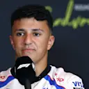 ZANDVOORT, NETHERLANDS - AUGUST 28: Isack Hadjar of France and Visa Cash App Racing Bulls speaks in the Drivers Press Conference during previews ahead of the F1 Grand Prix of Netherlands at Circuit Zandvoort on August 28, 2025 in Zandvoort, Netherlands. (Photo by Clive Rose/Getty Images)