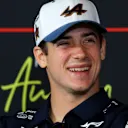 AUSTIN, TEXAS - OCTOBER 16: Franco Colapinto of Argentina and Alpine F1 looks on in the Drivers Press Conference during previews ahead of the F1 Grand Prix of United States at Circuit of The Americas on October 16, 2025 in Austin, Texas. (Photo by Clive Rose/Getty Images)
