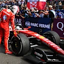MELBOURNE, AUSTRALIA - MARCH 08: Third placed Charles Leclerc of Monaco and Scuderia Ferrari inspects his car in parc ferme during the F1 Grand Prix of Australia at Albert Park Grand Prix Circuit on March 08, 2026 in Melbourne, Australia. (Photo by Rudy Carezzevoli/Getty Images)
