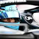 MELBOURNE, AUSTRALIA - MARCH 07: Pole position qualifier George Russell of Great Britain and