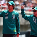 SUZUKA, JAPAN - MARCH 29: Lance Stroll of Canada and Aston Martin F1 Team and Fernando Alonso of Spain and Aston Martin F1 Team on the drivers parade prior to the F1 Grand Prix of Japan at Suzuka Circuit on March 29, 2026 in Suzuka, Japan. (Photo by Clive Rose - Formula 1/Formula 1 via Getty Images)