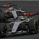 SUZUKA, JAPAN - MARCH 29: Gabriel Bortoleto of Brazil driving the (5) Audi F1 Team R26 leads Nico Hulkenberg of Germany driving the (27) Audi F1 Team R26 on track during the F1 Grand Prix of Japan at Suzuka Circuit on March 29, 2026 in Suzuka, Japan. (Photo by Clive Rose - Formula 1/Formula 1 via Getty Images)