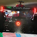 SUZUKA, JAPAN - MARCH 27: Sparks fly behind Arvid Lindblad of Great Britain driving the (41) Visa Cash App Racing Bulls VCARB 03 RB Ford on track during practice ahead of the F1 Grand Prix of Japan at Suzuka Circuit on March 27, 2026 in Suzuka, Japan. (Photo by Peter Fox/Getty Images)