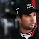 SUZUKA, JAPAN - MARCH 28: Nineteenth placed qualifier Sergio Perez of Mexico and Cadillac F1 Team is interviewed during qualifying ahead of the F1 Grand Prix of Japan at Suzuka Circuit on March 28, 2026 in Suzuka, Japan. (Photo by Peter Fox/Getty Images)