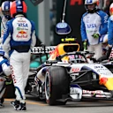 MONTREAL, QUEBEC - MAY 24: Liam Lawson of New Zealand driving the (30) Visa Cash App Racing Bulls VCARB 03 RB Ford makes a pitstop during the F1 Grand Prix of Canada at Circuit Gilles-Villeneuve on May 24, 2026 in Montreal, Quebec. (Photo by Peter Fox/Getty Images)