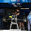 MONTREAL, QUEBEC - MAY 22: Williams team members work on the car of Alexander Albon of Thailand and Williams in the garage during Sprint Qualifying ahead of the F1 Grand Prix of Canada at Circuit Gilles-Villeneuve on May 22, 2026 in Montreal, Quebec. (Photo by Bryn Lennon - Formula 1/Formula 1 via Getty Images)