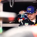 MONTREAL, QUEBEC - MAY 23: Max Verstappen of the Netherlands and Oracle Red Bull Racing looks on in the garage prior to the Sprint ahead of the F1 Grand Prix of Canada at Circuit Gilles-Villeneuve on May 23, 2026 in Montreal, Quebec. (Photo by Mark Thompson/Getty Images)
