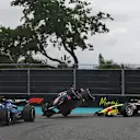 MIAMI, FLORIDA - MAY 03: Alexander Albon of Thailand driving the (23) Williams FW48 Mercedes leads as Pierre Gasly of France driving the (10) Alpine F1 A526 Mercedes and Liam Lawson of New Zealand driving the (30) Visa Cash App Racing Bulls VCARB 03 RB Ford make contact during the F1 Grand Prix of Miami at Miami International Autodrome on May 03, 2026 in Miami, Florida. (Photo by Rudy Carezzevoli/Getty Images)