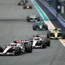MIAMI, FLORIDA - MAY 03: Oliver Bearman of Great Britain driving the (87) Haas F1 VF-26 Ferrari leads Esteban Ocon of France driving the (31) Haas F1 VF-26 Ferrari on track during the F1 Grand Prix of Miami at Miami International Autodrome on May 03, 2026 in Miami, Florida. (Photo by Hector Vivas - Formula 1/Formula 1 via Getty Images)
