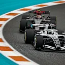 MIAMI, FLORIDA - MAY 03: Sergio Perez of Mexico driving the (11) Cadillac F1 Team MAC-26 Ferrari leads Gabriel Bortoleto of Brazil driving the (5) Audi F1 Team R26 on track during the F1 Grand Prix of Miami at Miami International Autodrome on May 03, 2026 in Miami, Florida. (Photo by Chris Graythen/Getty Images)