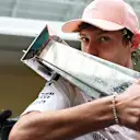 MIAMI, FLORIDA - MAY 03: Race winner Andrea Kimi Antonelli of Italy and Mercedes AMG Petronas F1 Team celebrates with his team after the F1 Grand Prix of Miami at Miami International Autodrome on May 03, 2026 in Miami, Florida. (Photo by Hector Vivas - Formula 1/Formula 1 via Getty Images)