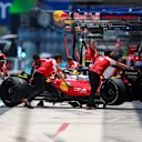 MIAMI, FLORIDA - MAY 01: Lewis Hamilton of Great Britain and Scuderia Ferrari is returned to the garage during practice ahead of the F1 Grand Prix of Miami at Miami International Autodrome on May 01, 2026 in Miami, Florida. (Photo by Peter Fox/Getty Images)