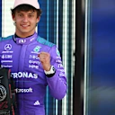 MIAMI, FLORIDA - MAY 02: Pole position qualifier Andrea Kimi Antonelli of Italy and Mercedes AMG Petronas F1 Team with his Pirelli Pole Position award during qualifying ahead of the F1 Grand Prix of Miami at Miami International Autodrome on May 02, 2026 in Miami, Florida. (Photo by Rudy Carezzevoli/Getty Images)