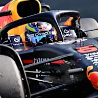 Red Bull Racing's French driver Isack Hadjar drives during the Pirelli test session at the Yas