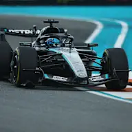 MIAMI, FLORIDA - MAY 03: George Russell of Great Britain driving the (63) Mercedes AMG Petronas F1