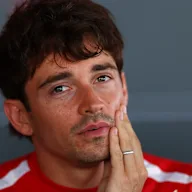 BARCELONA, SPAIN - JUNE 11: Charles Leclerc of Monaco and Scuderia Ferrari talks to the media