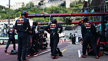 MONTE-CARLO, MONACO - MAY 23: The Red Bull Racing pit crew prepare for a pitstop during the F1