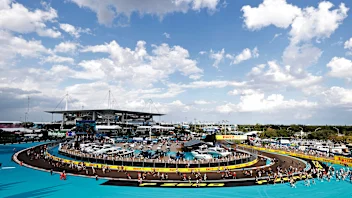 MIAMI, FLORIDA - MAY 08: Fans invade the track after the F1 Grand Prix of Miami at the Miami