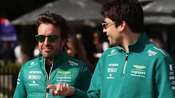 MELBOURNE, AUSTRALIA - MARCH 31: Fernando Alonso of Spain and Aston Martin F1 Team and Lance Stroll