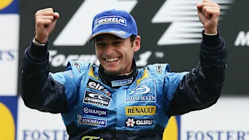 MELBOURNE, AUSTRALIA - MARCH 6: Giancarlo Fisichella of Italy and the Renault Team celebrates his