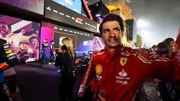 Ferrari's Spanish driver Carlos Sainz Jr drives during the qualifying session of the Bahrain