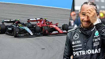BARCELONA, SPAIN - JUNE 23: Third placed Lewis Hamilton of Great Britain and Mercedes celebrates on