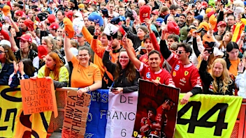 SPA, BELGIUM - JULY 25: A general view of the fan atmosphere in the fan zone prior to practice
