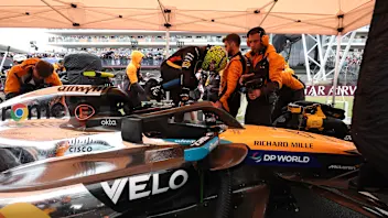 NORTHAMPTON, ENGLAND - JULY 06: Lando Norris of Great Britain and McLaren prepares to drive in the