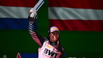 SHANGHAI, CHINA - MARCH 14: Race winner Nina Gademan of Netherlands and MP Motorsport (3) lifts her