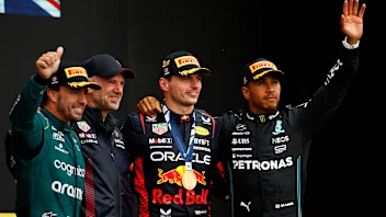 MONTREAL, QUEBEC - JUNE 18: (L-R) Second placed Fernando Alonso of Spain and Aston Martin F1 Team,
