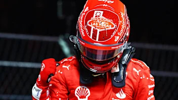 LAS VEGAS, NEVADA - NOVEMBER 18: Pole position qualifier Charles Leclerc of Monaco and Ferrari