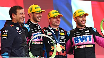SAO PAULO, BRAZIL - NOVEMBER 03: Race winner Max Verstappen of the Netherlands and Oracle Red Bull
