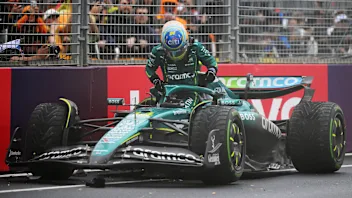 MELBOURNE, AUSTRALIA - MARCH 15: Twelth placed qualifier Fernando Alonso of Spain and Aston Martin