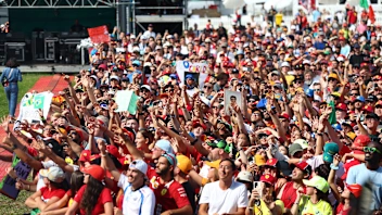 MONZA, ITALY - SEPTEMBER 05: Fans gathered at the stage prior to practice ahead of the F1 Grand