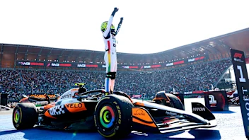 MEXICO CITY, MEXICO - OCTOBER 26: Race winner Lando Norris of Great Britain and McLaren on the