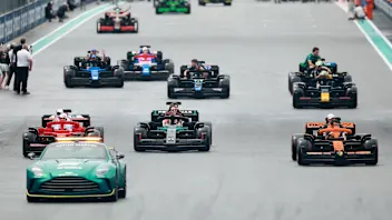 MIAMI, FLORIDA - MAY 04: The FIA Safety Car leads the Lego drivers parade prior to the F1 Grand