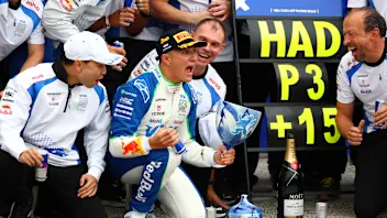 ZANDVOORT, NETHERLANDS - AUGUST 31: Third placed Isack Hadjar of France and Visa Cash App Racing