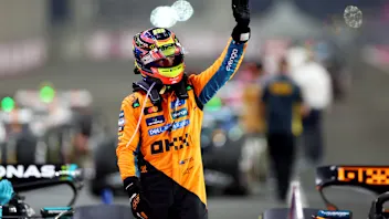 LUSAIL CITY, QATAR - NOVEMBER 29: Sprint winner Oscar Piastri of Australia and McLaren celebrates