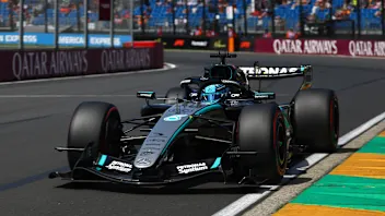 MELBOURNE, AUSTRALIA - MARCH 07: George Russell of Great Britain driving the (63) Mercedes AMG