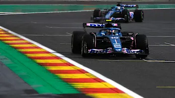 SPA, BELGIUM - JULY 28: Pierre Gasly of France driving the (10) Alpine F1 A523 Renault leads