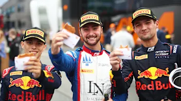ZANDVOORT, NETHERLANDS - AUGUST 27: Race winner Clement Novalak of France and Trident (C), Second
